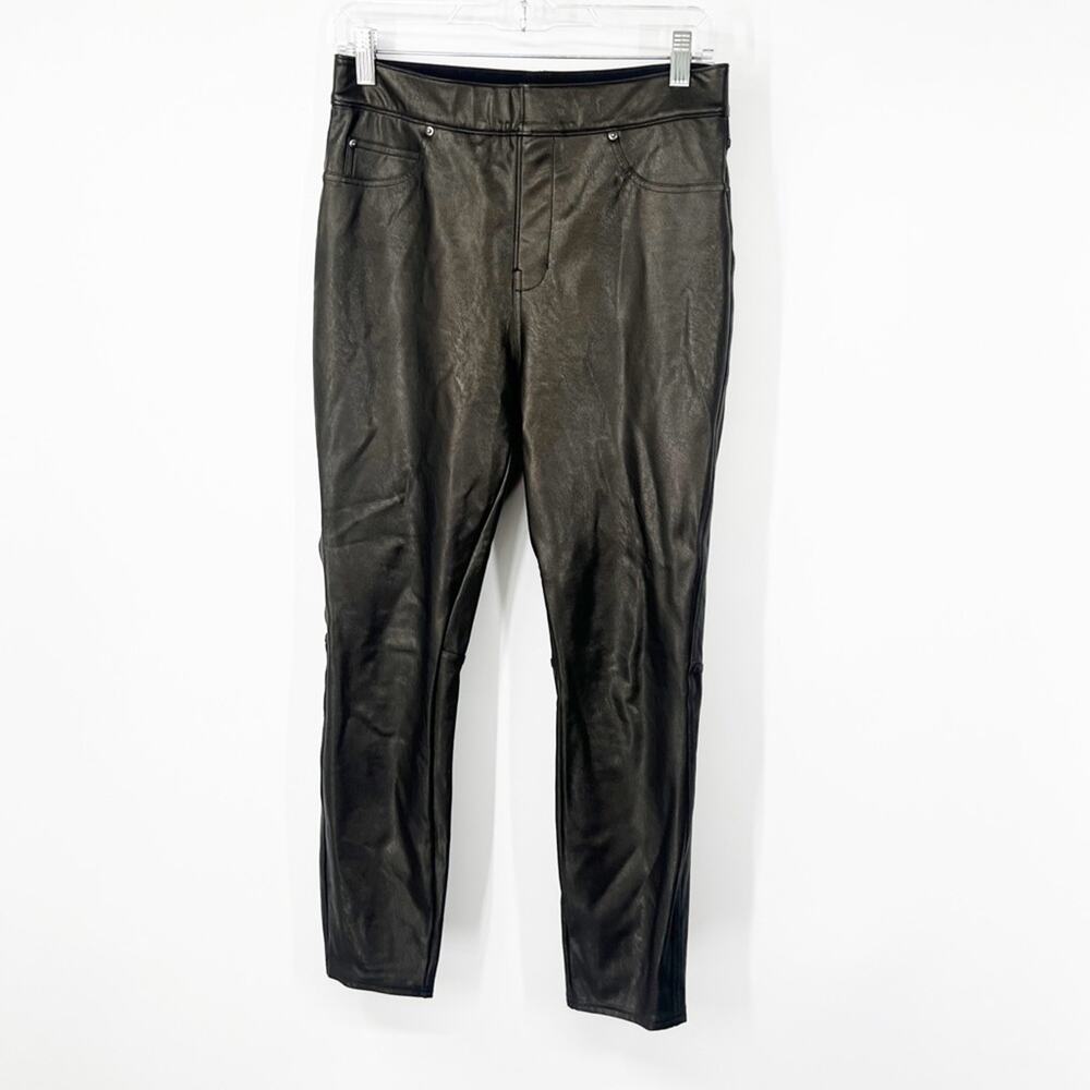 Spanx Leather-Like Ankle Skinny Pants Pull-On High Rise